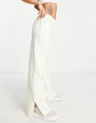 Asos Design Low Rise Straight Leg Sweatpants With Pintuck In Buttermilk-neutral