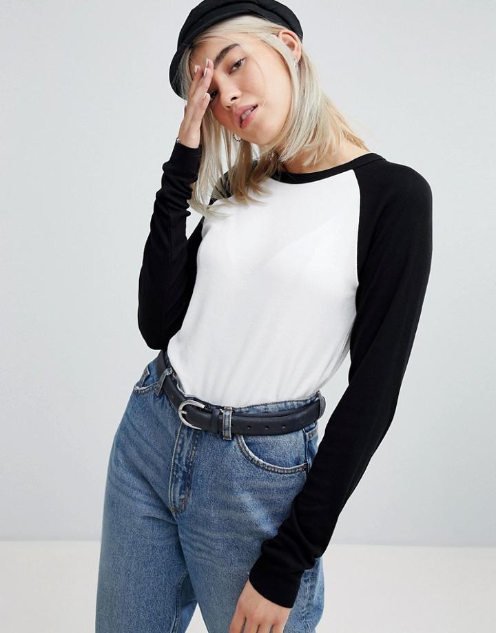 Pull & Bear Raglan Long Sleeved Top - Black