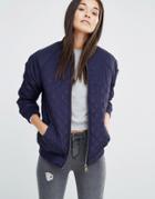 New Look Quilted Bomber Jacket - Navy