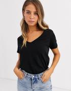 New Look Organic V Neck Tee In Black