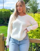 Na-kd V Neck Sweater In Off White