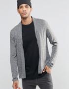 Asos Open Shawl Cardi In Merino Wool Mix - Gray