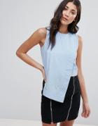 Neon Rose Asymmetric Shell Top - Blue