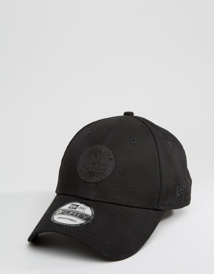 New Era 9forty Cap Brooklyn Nets With Rubber Logo - Black
