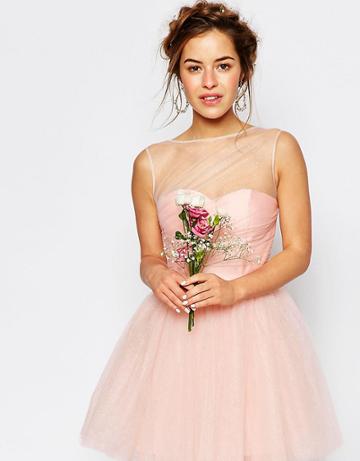 Chi Chi London Petite Bridal Tulle Mini Dress - Pink