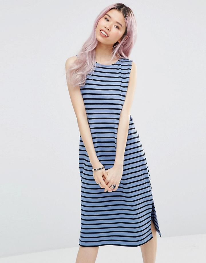 Ganni Old Spice Sleeveless Striped Midi Dress