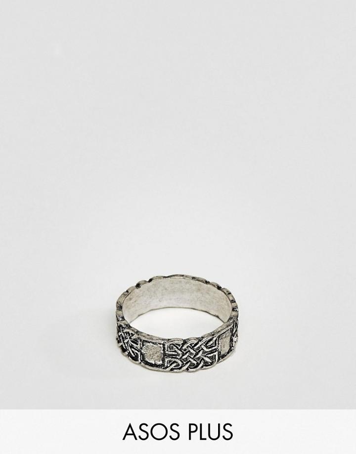 Asos Plus Ring In Silver With Celtic Design - Silver