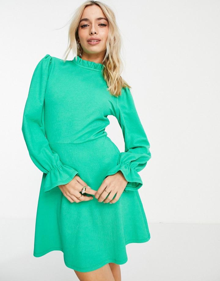 Miss Selfridge Textured Jersey Fit-and-flare Dress In Green