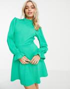Miss Selfridge Textured Jersey Fit-and-flare Dress In Green