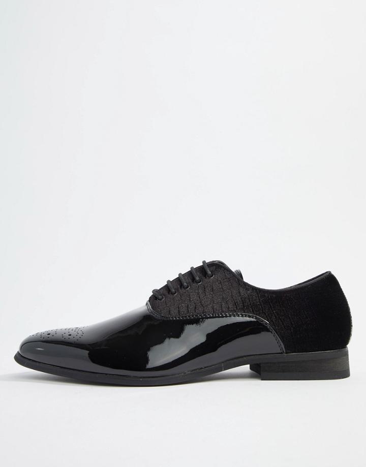 River Island Velvet Lace Up Shoes In Black - Black