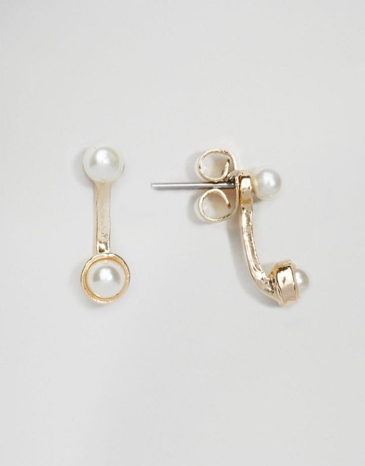 Asos Mini Pearl Swing Earrings - Cream