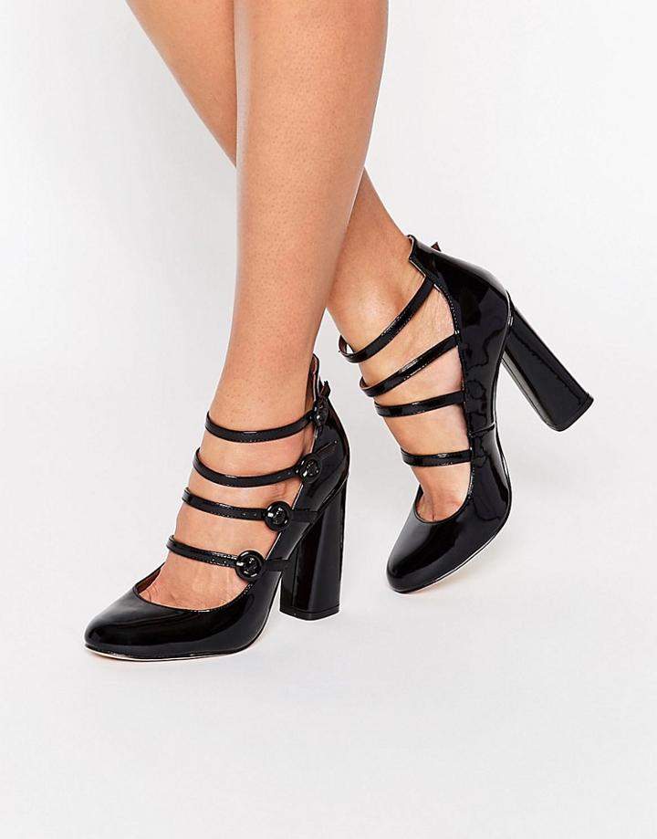 London Rebel Strappy Heeled Shoes - Black