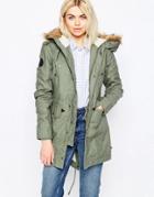 Alpha Industries Hooded Fishtail Iii Parka With Faux Fur Hood - Green