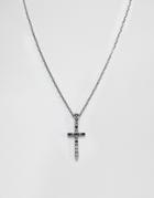 Rebel Heritage Cross Pendant Necklace With Onyx Stones - Black