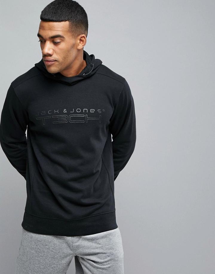 Jack & Jones Tech Hoodie With Graphic Logo - Black