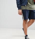 Asos Design Plus Slim Shorts In Navy With Double Side Stripe - Navy