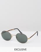 Reclaimed Vintage Inspired Round Sunglasses - Gold