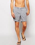 Asos Mid Length Swim Shorts In Gray With Acid Wash - Gray