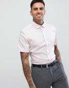 Asos Design Wedding Stretch Slim Herringbone Shirt In Pink - Pink