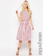 Asos Petite Stripe Picnic Dress With Double Layer - Multi