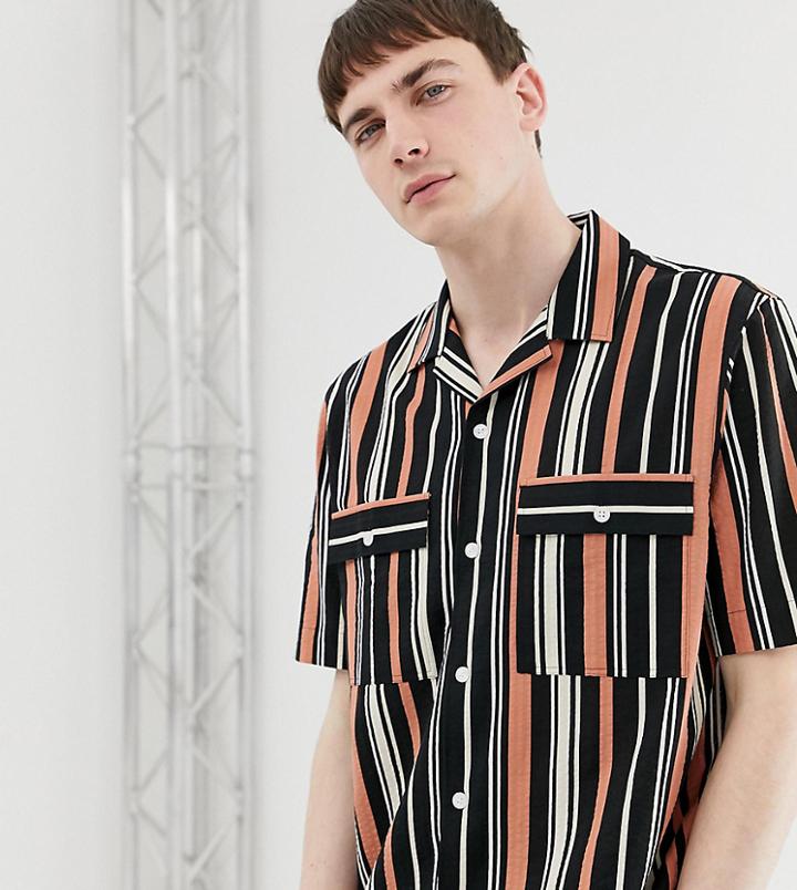 Noak Shirt In Wide Stripe In Seersucker-black