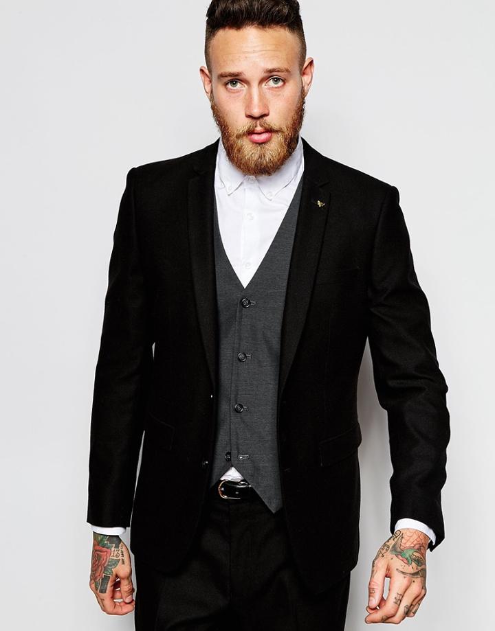 Asos Slim Suit Jacket In Black - Black