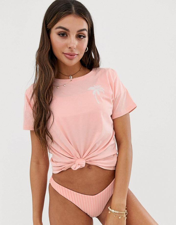 Billabong Logo Beach T-shirt In Pink - Pink