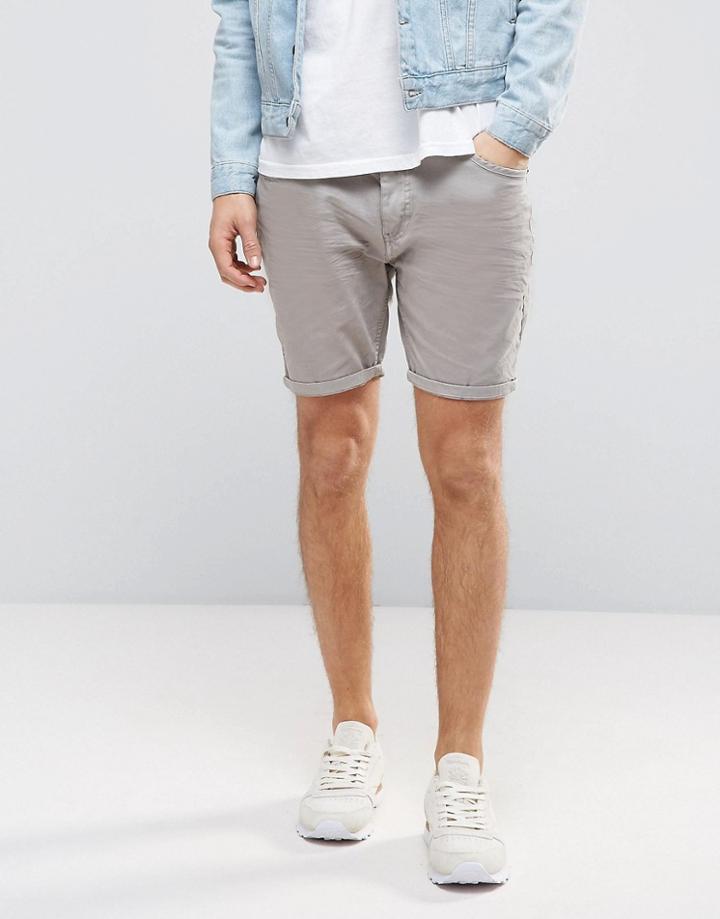 Brave Soul Cotton Twill Shorts - Gray