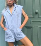 Collusion Sleeveless Sleeve Romper In Washed Blue-blues