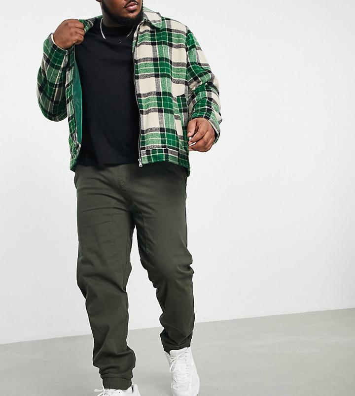 Soul Star Plus Skinny Cuffed Ankle Pants In Khaki-green