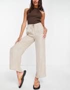 Vila Wide Leg Silky Pants In Taupe-neutral