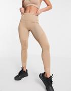 Puma Studio Ribbed High Waisted Leggings In Beige-neutral