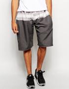 The Ragged Priest Shorts With Check Cut & Sew - Grey