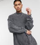 Reclaimed Vintage Inspired Dad Fit Sweat In Charcoal-grey