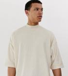 Asos Design Tall Oversized T-shirt In Heavyweight Textured Fabric-white