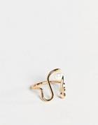 Asos Design Ring In Swirl Shape With Faux Freshwater Pearl In Gold - Gold