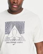 Nike Yoga Dri-fit Graphic Logo T-shirt In Light Stone-white
