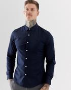 Asos Design Slim Shirt In Navy