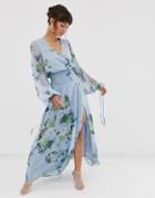 Asos Design Smock Maxi Dress In Ocassion Bloom Print - Multi