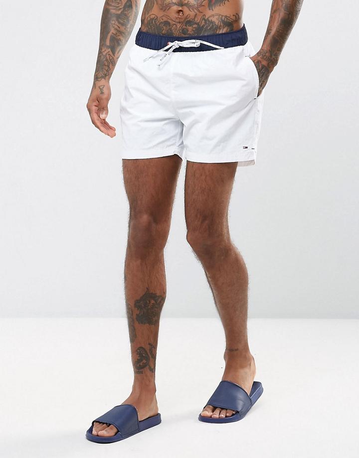 Tommy Hilfiger Thd Contrast Swim Shorts In White - White
