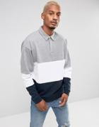 Asos Oversized Rugby Sweatshirt With Color Blocking - Gray