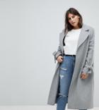 Helene Berman Plus Tie Sleeve Wool Blend Duster Coat - Gray