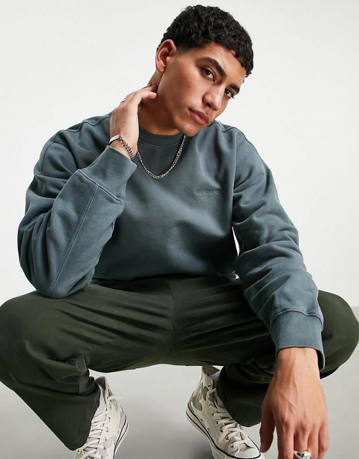 Carhartt Wip Ashfield Acid Wash Sweatshirt In Green