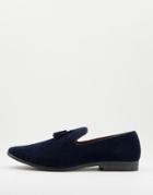 Brave Soul Faux Suede Tassel Loafers In Navy