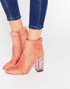 Public Desire Claudia Pink Clear Heel Ankle Boot - Coral Mf