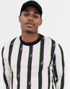 Asos Design Long Sleeve Stripe T-shirt With All Over Roman Numerals-multi