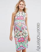 Asos Maternity Wiggle Dress In Bold Floral - Multi