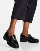 River Island Branded Chunky Croc Loafer Shoe In Black