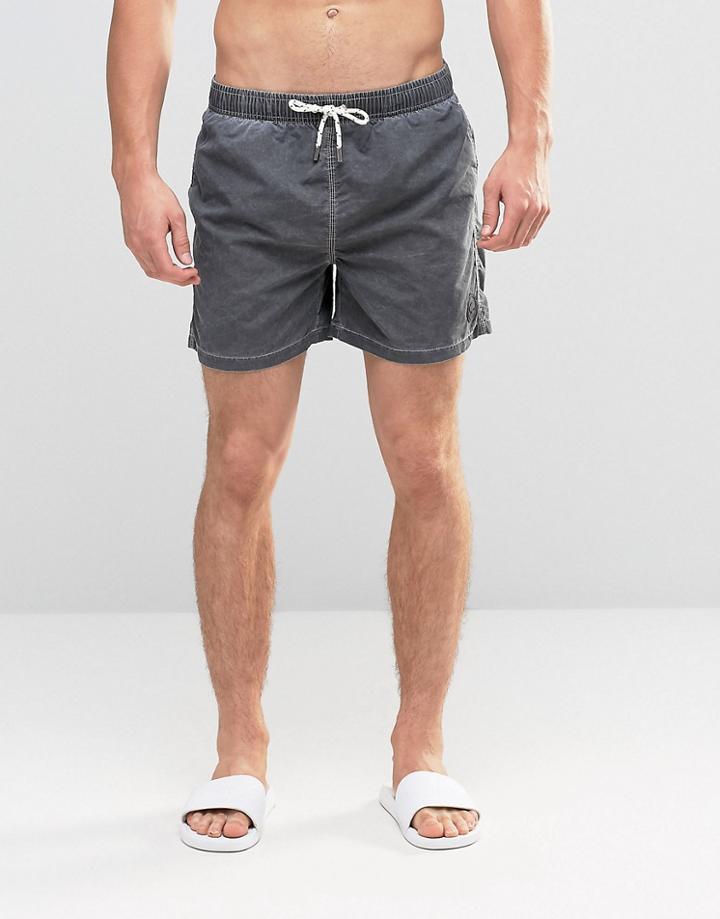 Bellfield Swim Shorts In Washed Black - Black