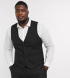 Harry Brown Plus Skinny Fit Plain Suit Suit Vest-black